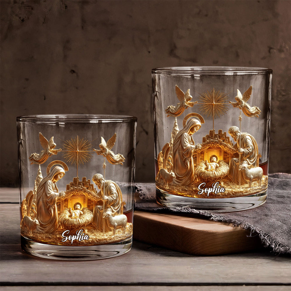 Nativity Moment - Personalized Christian Whiskey Glass