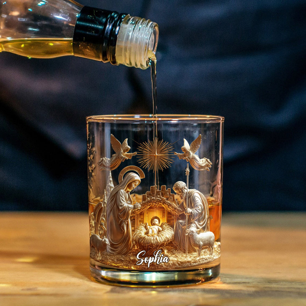 Nativity Moment - Personalized Christian Whiskey Glass