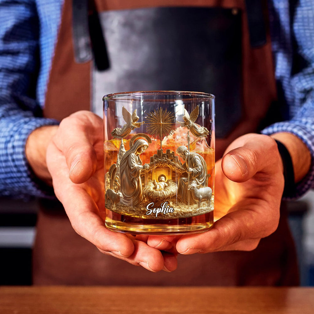 Nativity Moment - Personalized Christian Whiskey Glass