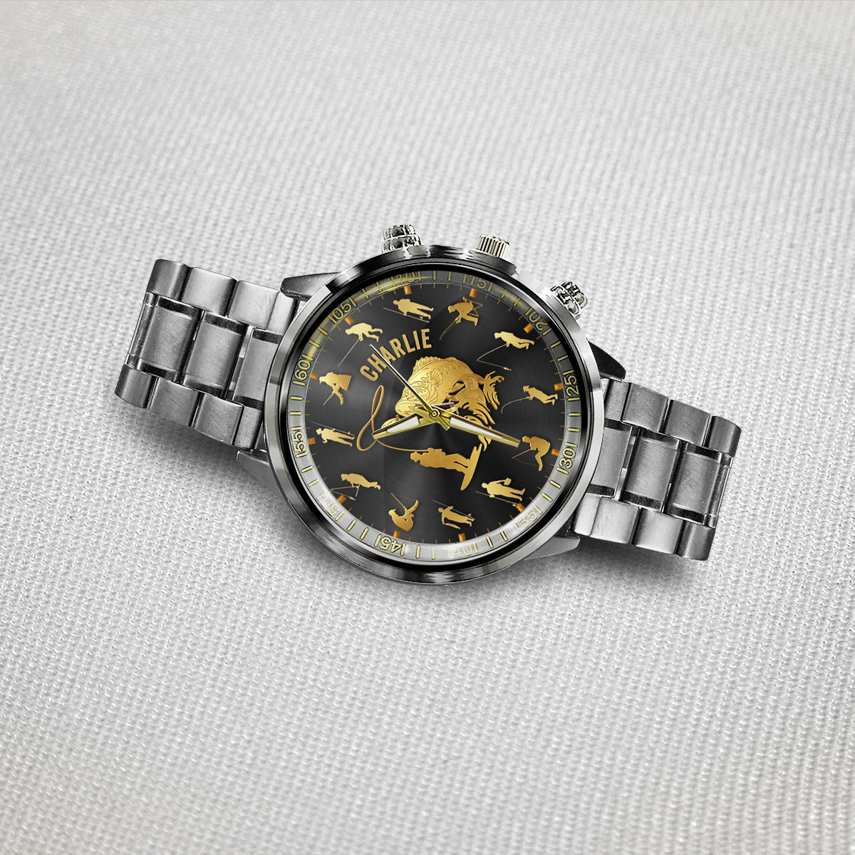Fishing Silhouette - Personalized Fishing Hand Watch
