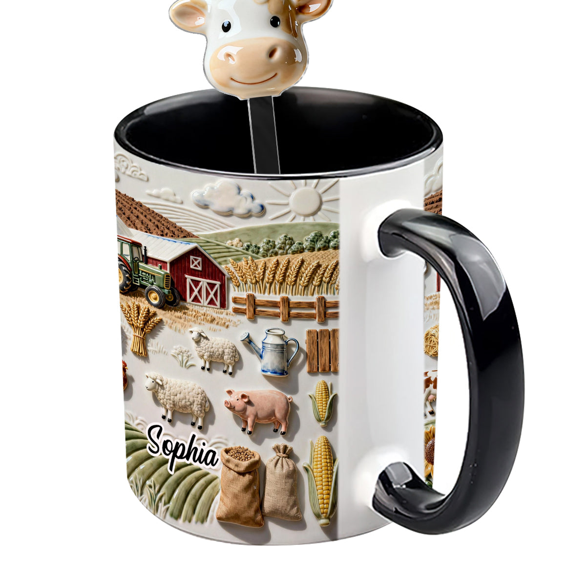 Farm Life - Personalized Farmer Set Accent Mug with Acrylic Stirres