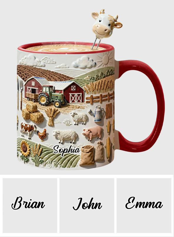 Farm Life - Personalized Farmer Set Accent Mug with Acrylic Stirres
