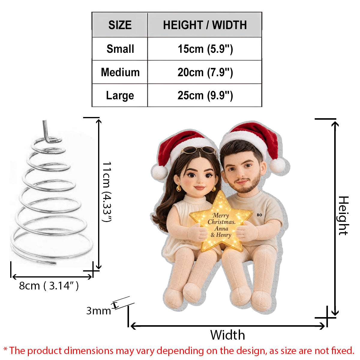 Christmas Together - Personalized Couple LED Light Tree Topper