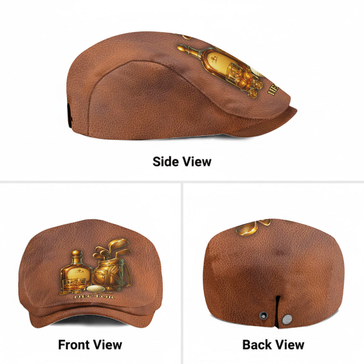 Golf & Whiskey - Personalized Golf Newsboy Cap