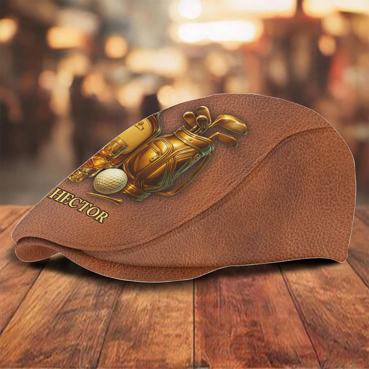 Golf & Whiskey - Personalized Golf Newsboy Cap