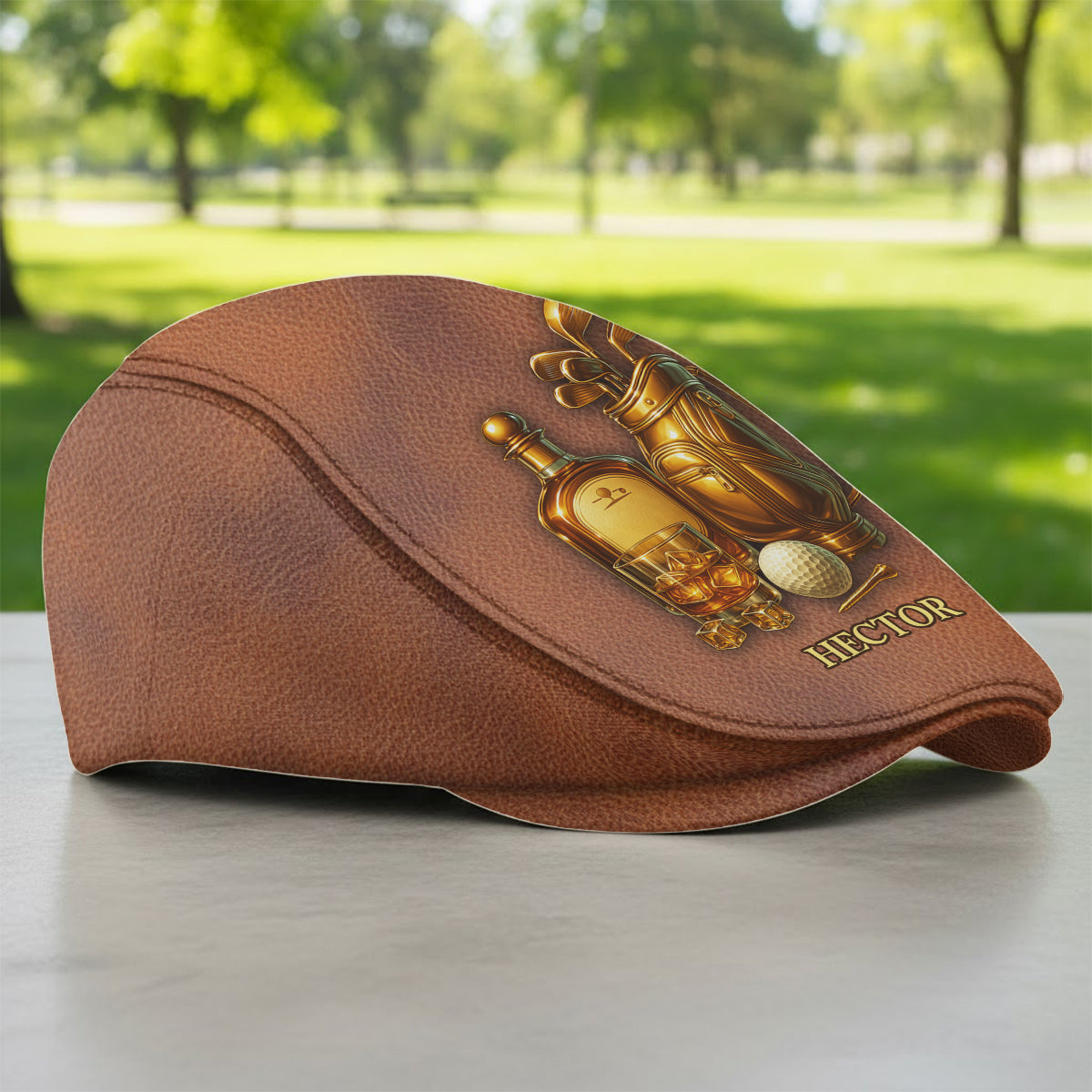 Golf & Whiskey - Personalized Golf Newsboy Cap