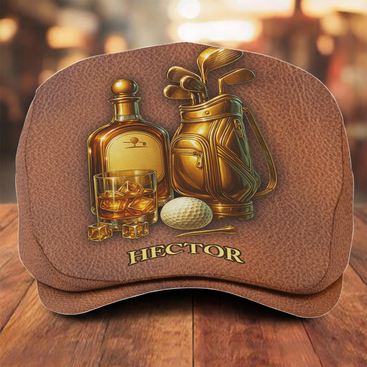 Golf & Whiskey - Personalized Golf Newsboy Cap