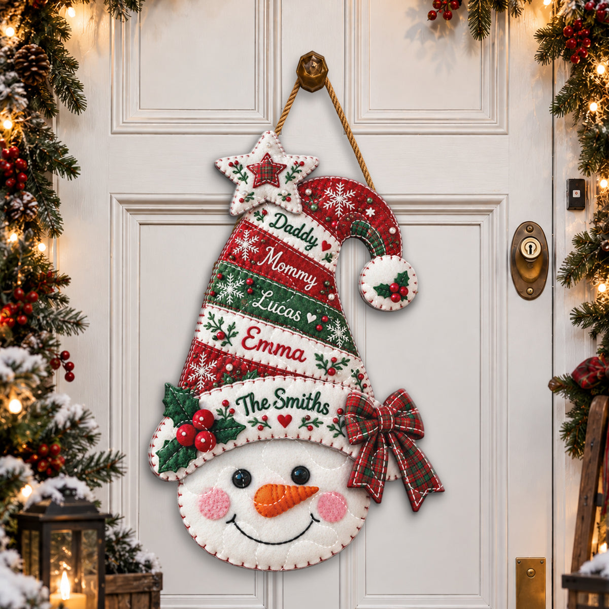 Family Reunion - Personalized Christmas Quilted Door Hanger