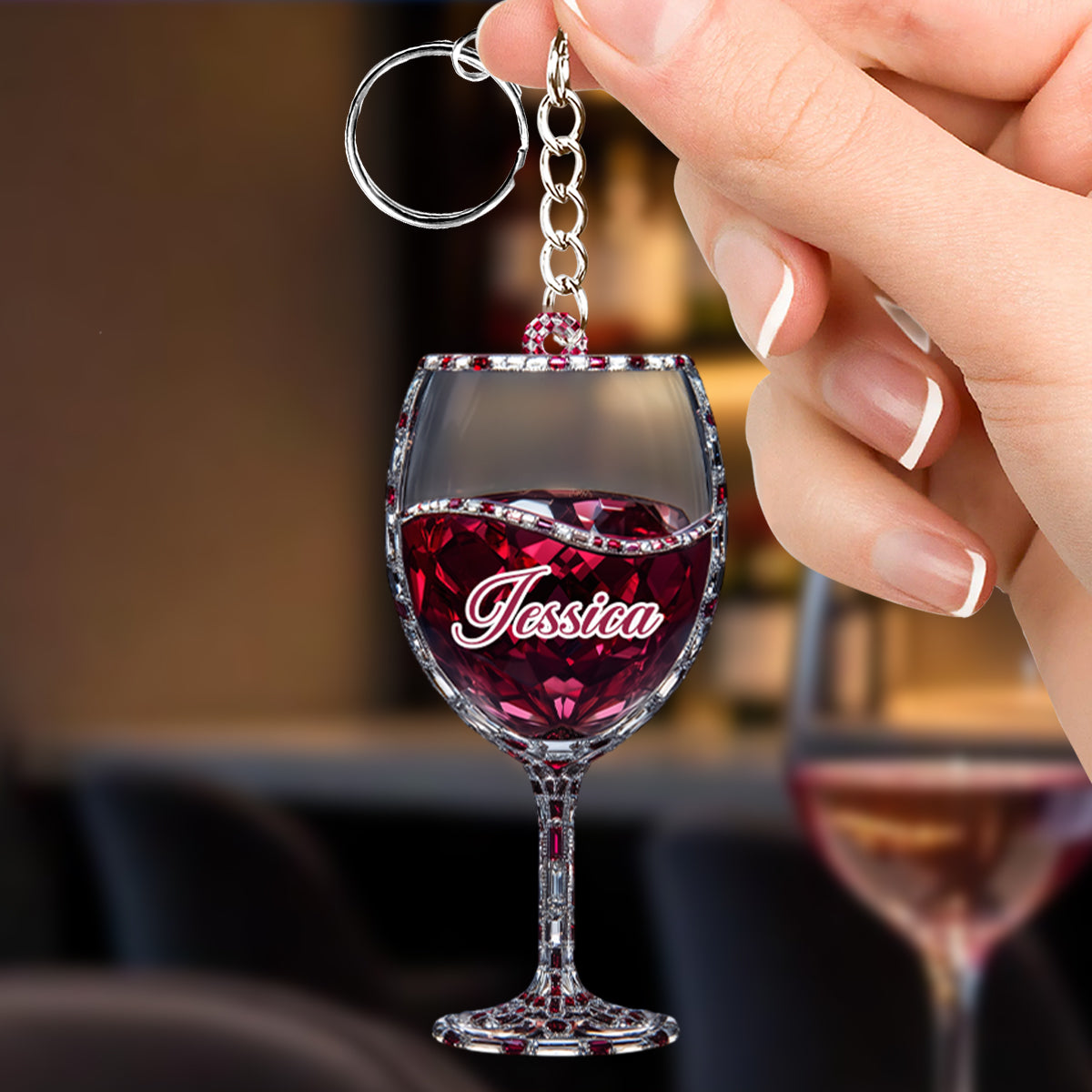 Just A Girl Who Loves Wine - Personalized Wine Keychain