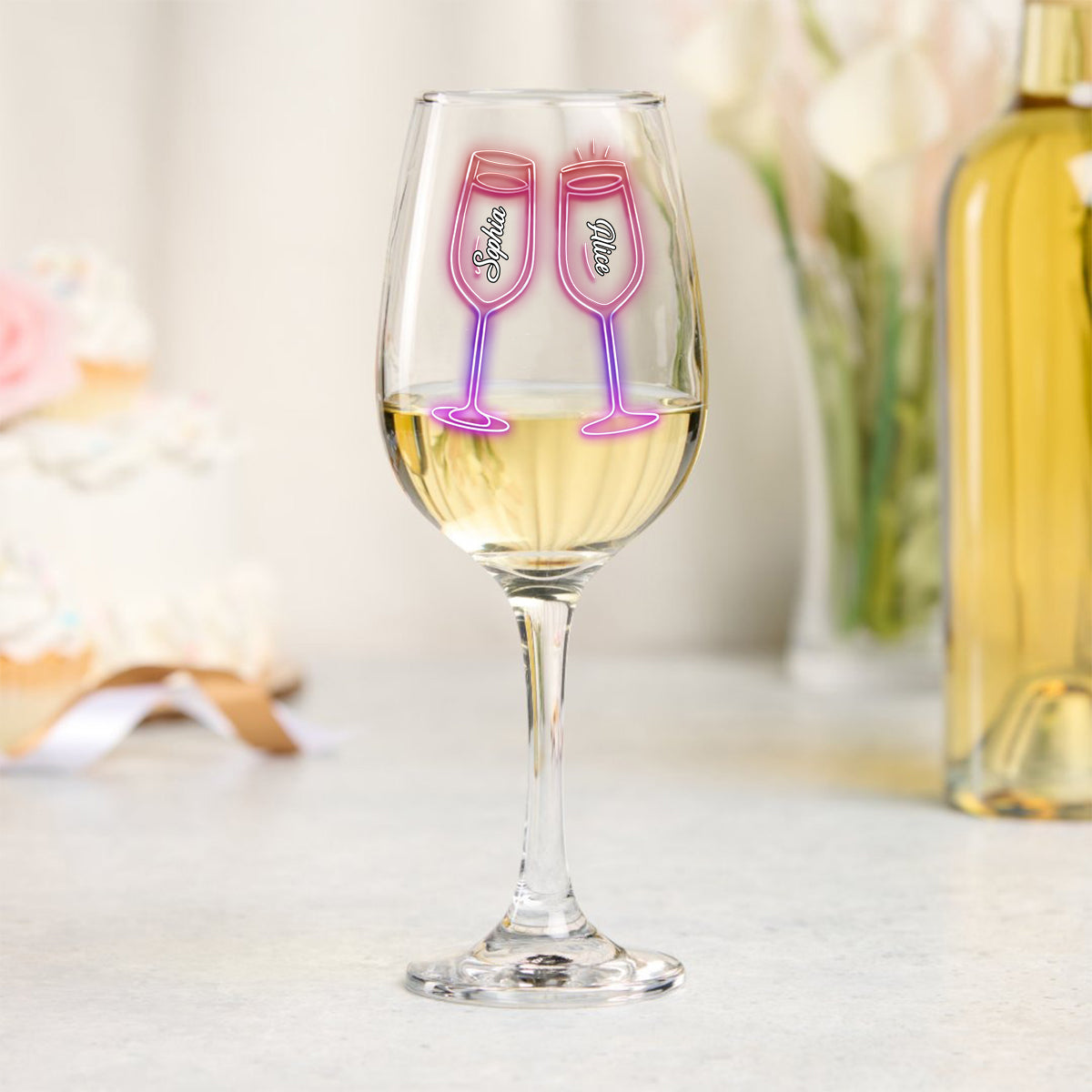 Here's To Another Year Of Bonding Over Alcohol Best Friends - Personalized Bestie Wine Glass With Long Stem