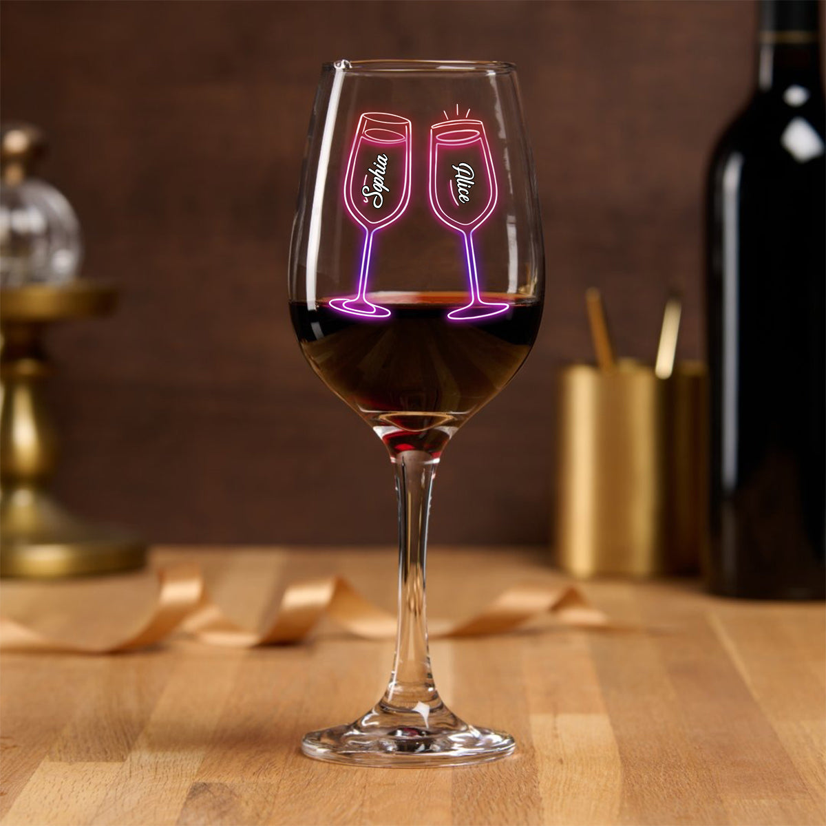 Here's To Another Year Of Bonding Over Alcohol Best Friends - Personalized Bestie Wine Glass With Long Stem