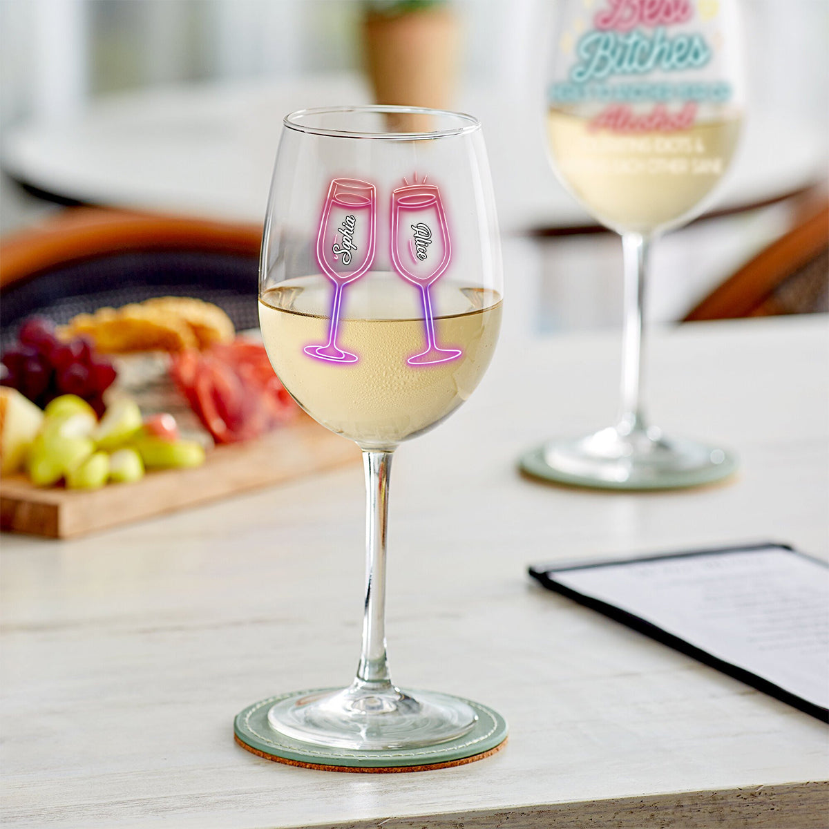 Here's To Another Year Of Bonding Over Alcohol Best Friends - Personalized Bestie Wine Glass With Long Stem