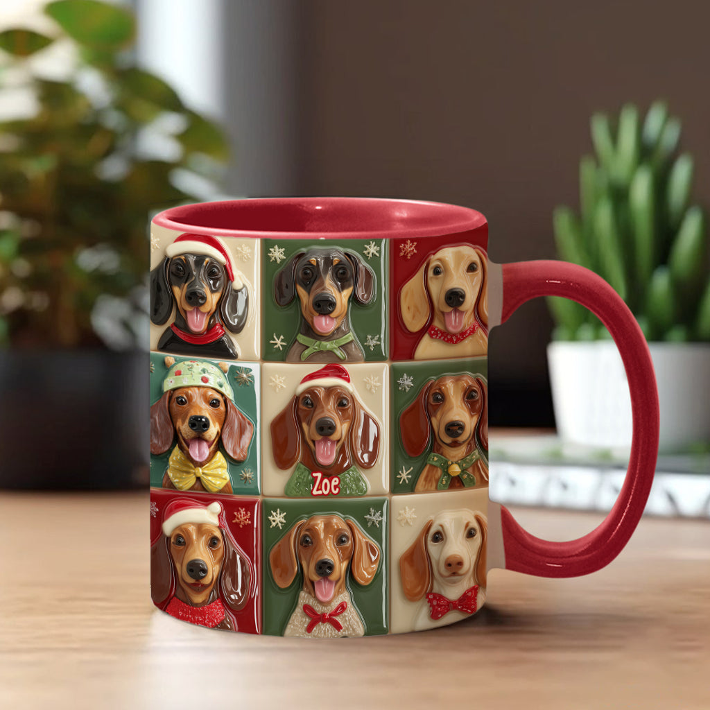 Merry Woofmas - Personalized Dachshund Accent Mug