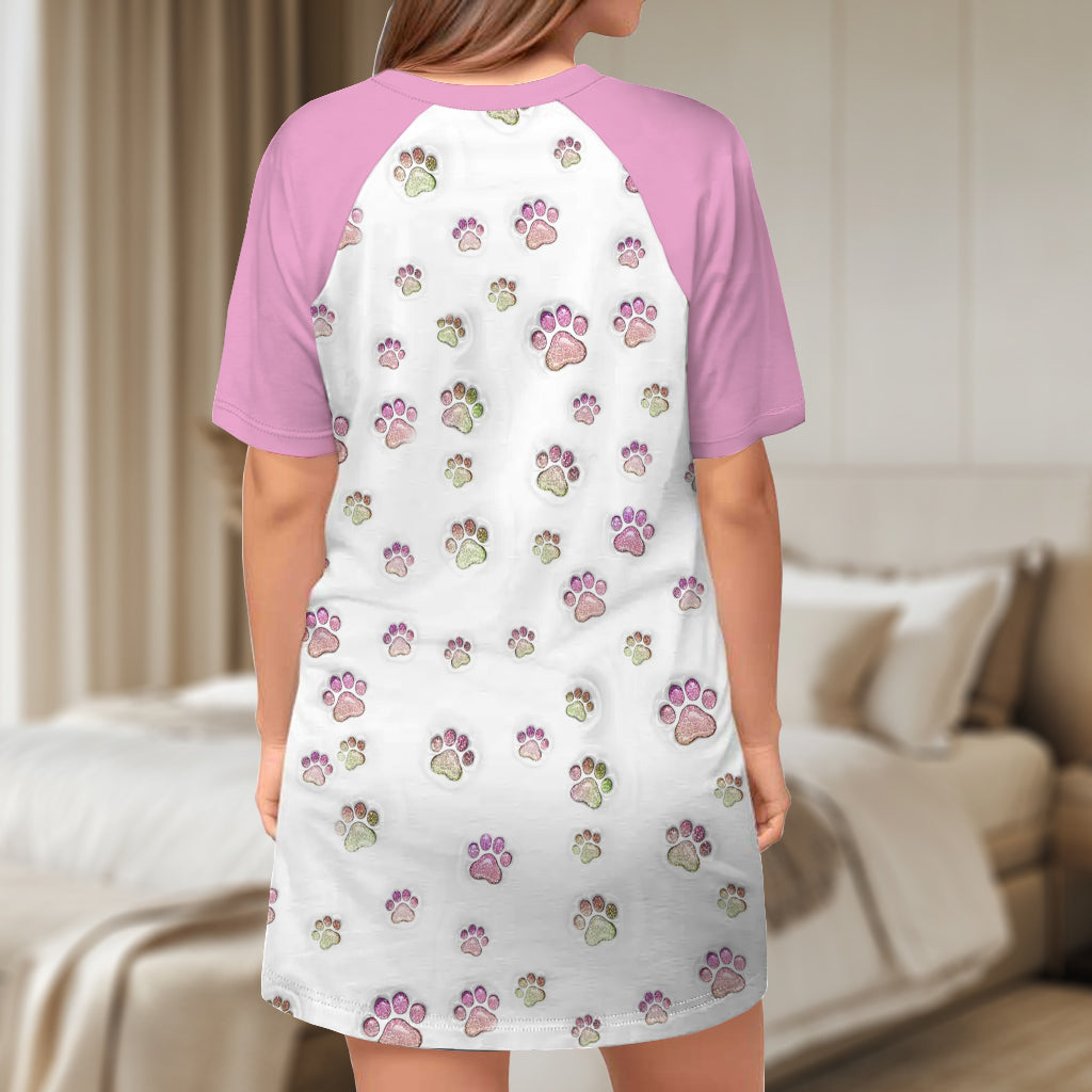 Dog Mom - Personalized Dog Sleep T-shirt Dress