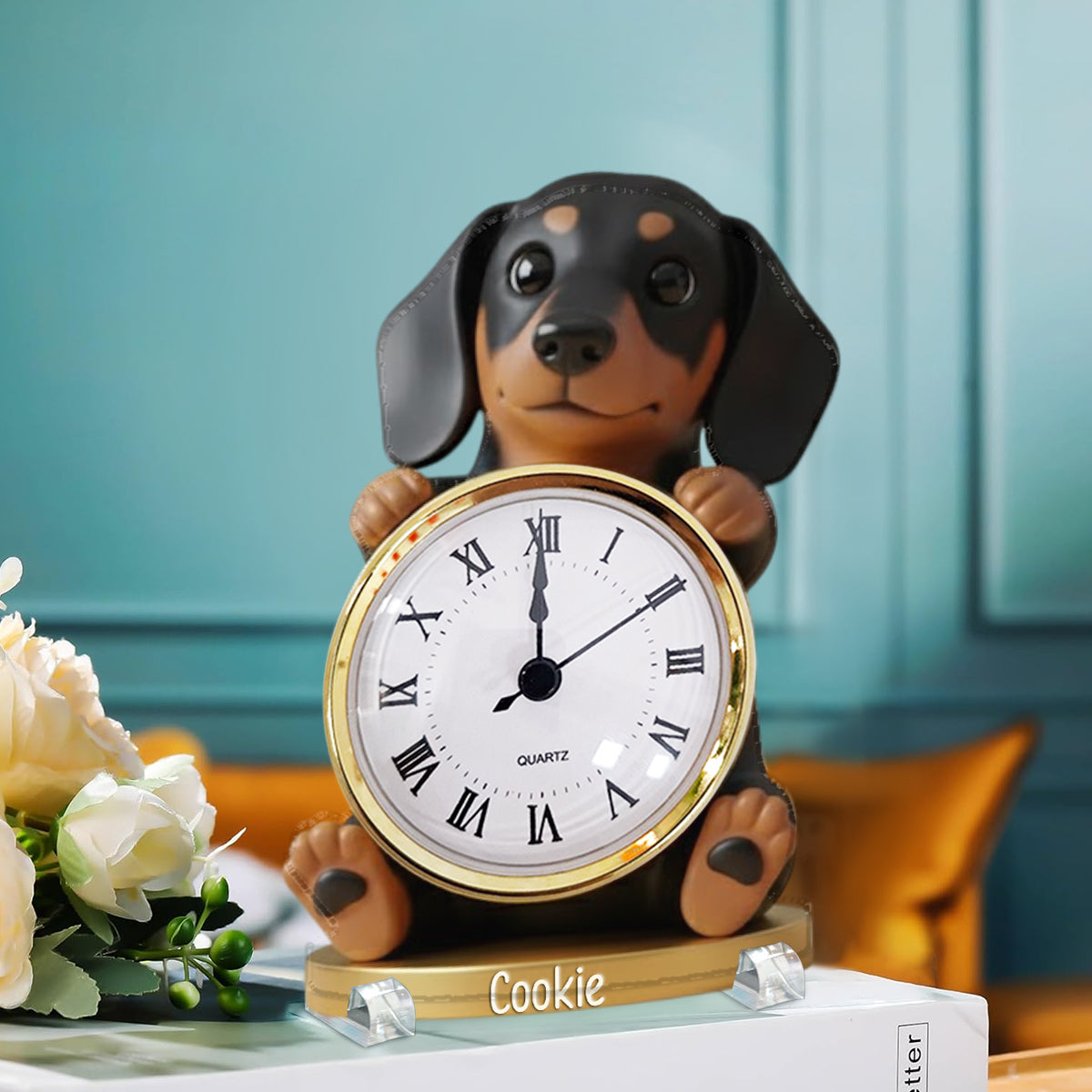 Time For A Walk - Personalized Dog Acrylic Clock Plaque