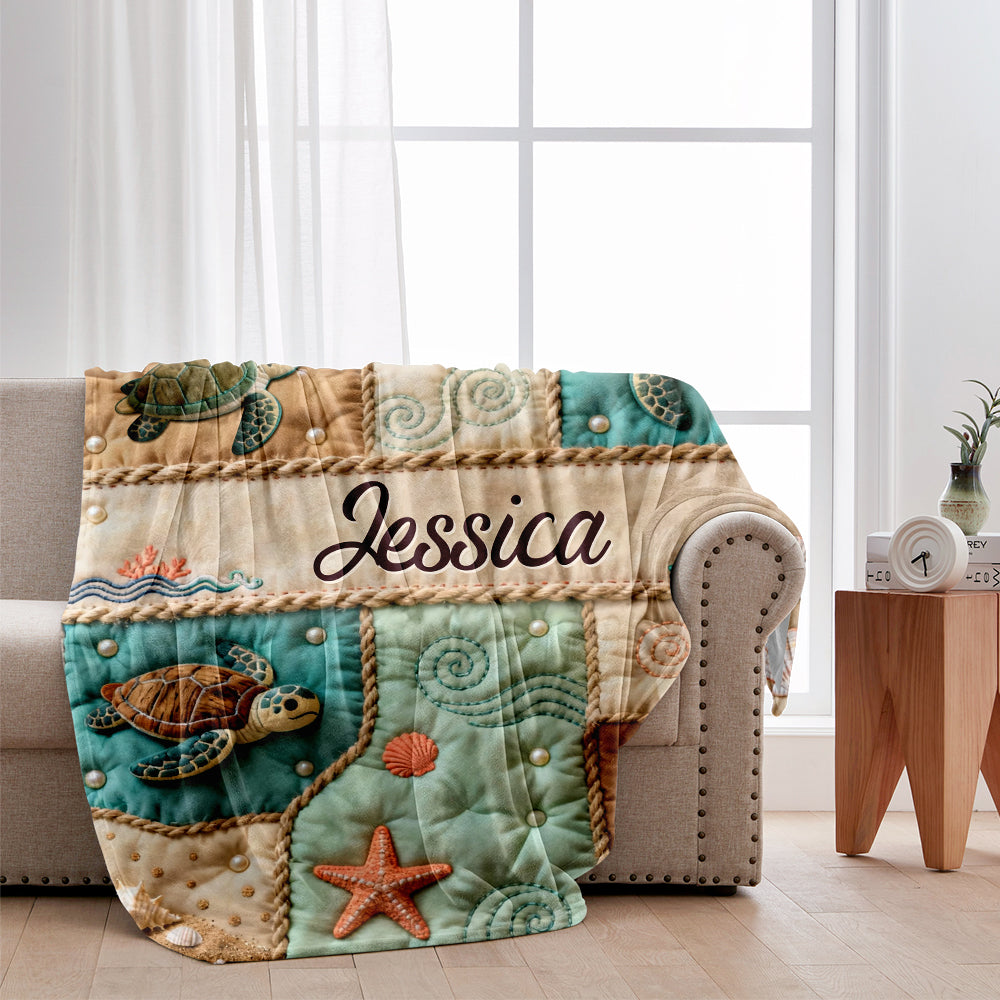 Love Turtle - Personalized Turtle Blanket