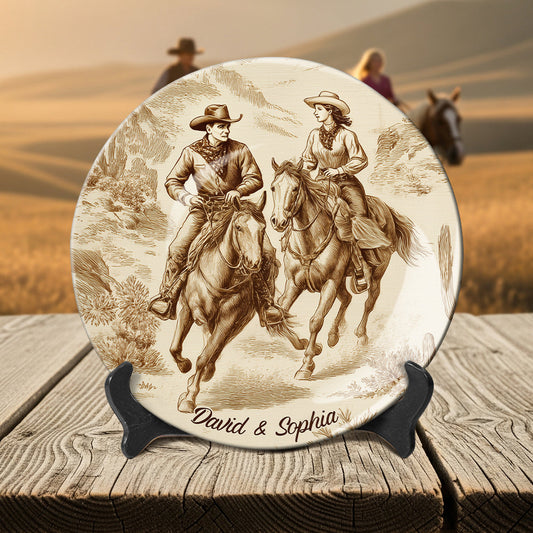 You And Me We Got This - Personalized Cowgirl Ceramic Round Plate