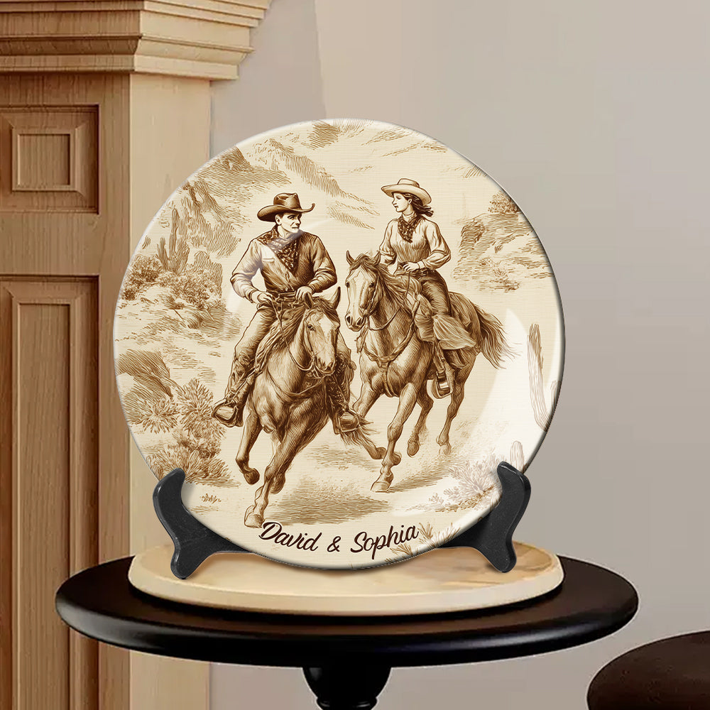 You And Me We Got This - Personalized Cowgirl Ceramic Round Plate