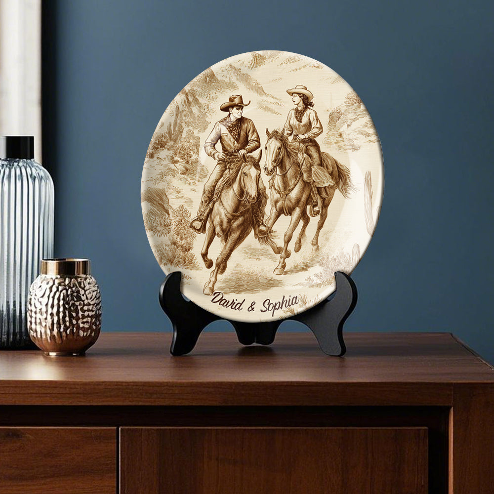 You And Me We Got This - Personalized Cowgirl Ceramic Round Plate