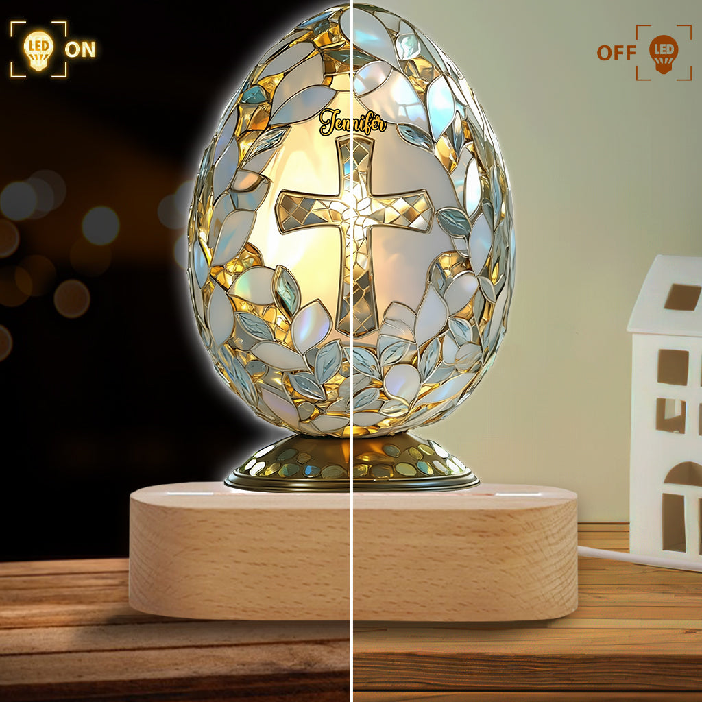 Easter Blessing - Personalized Easter Day Shaped Plaque Light Base