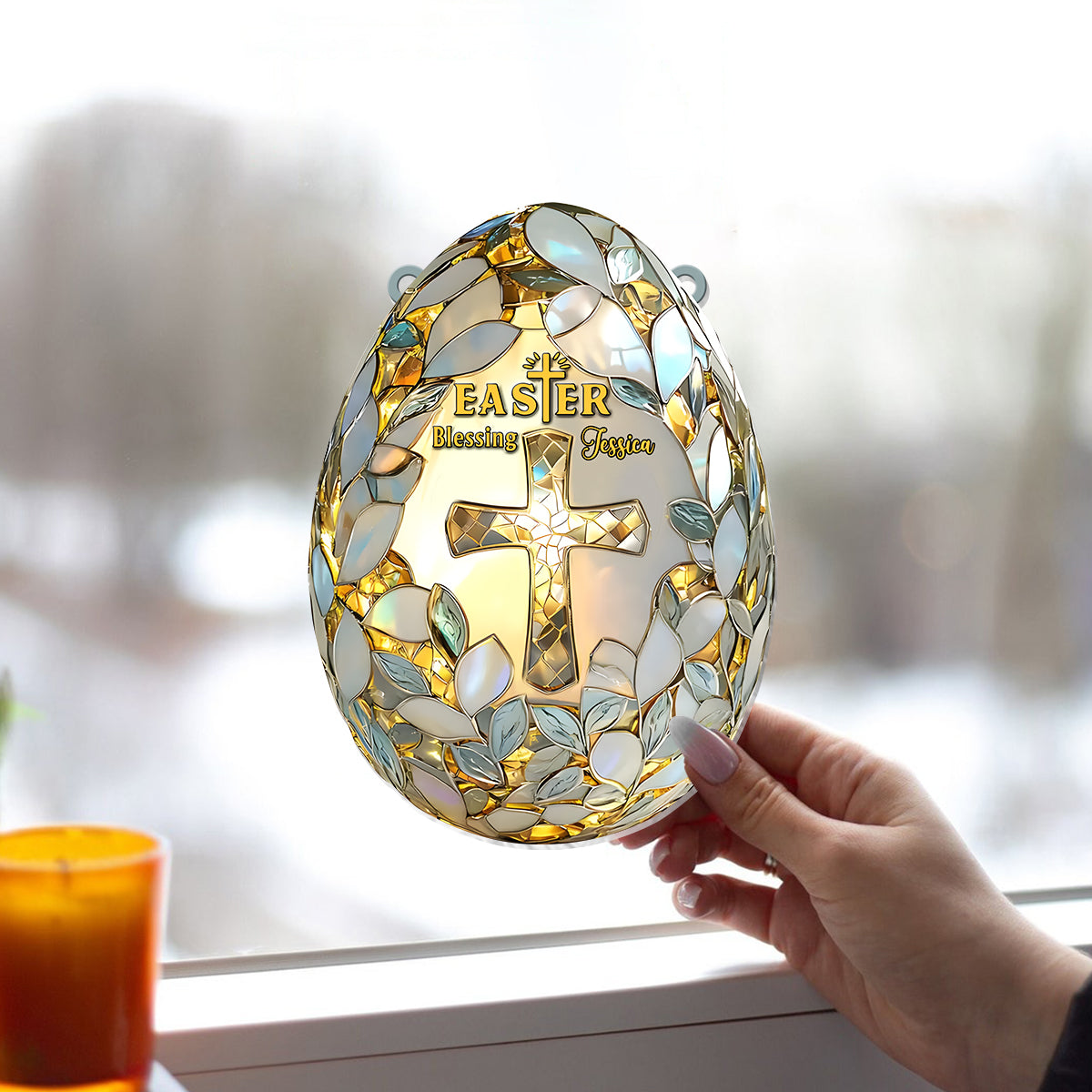Easter Blessing - Personalized Easter Day Window Hanging Suncatcher Ornament