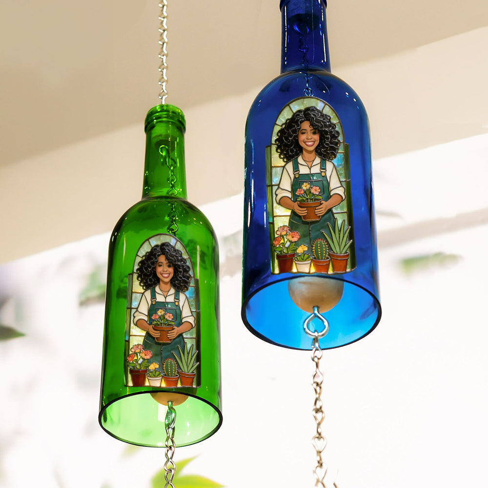 Just A Girl Who Loves Gardening - Personalized Gardening Wine Bottle Wind Chime