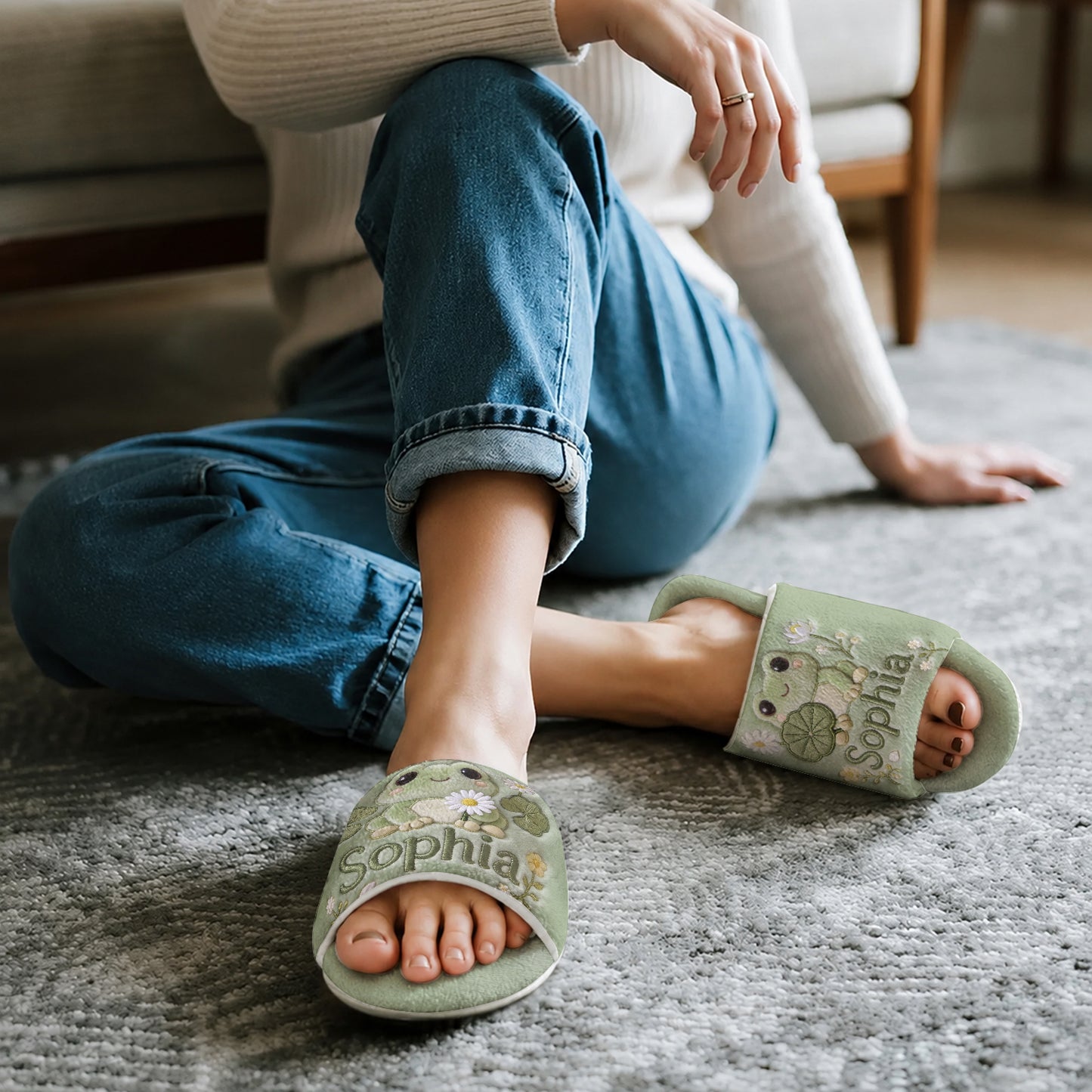 Love Frogs - Personalized Frog Open-Toe Slippers