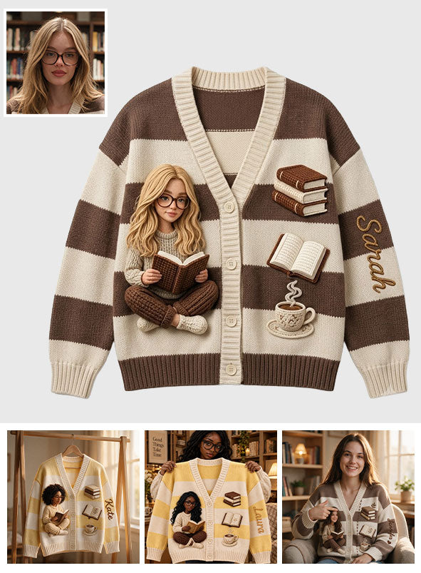 Reading Book Is My Therapy - Personalized Book Cardigan Sweater