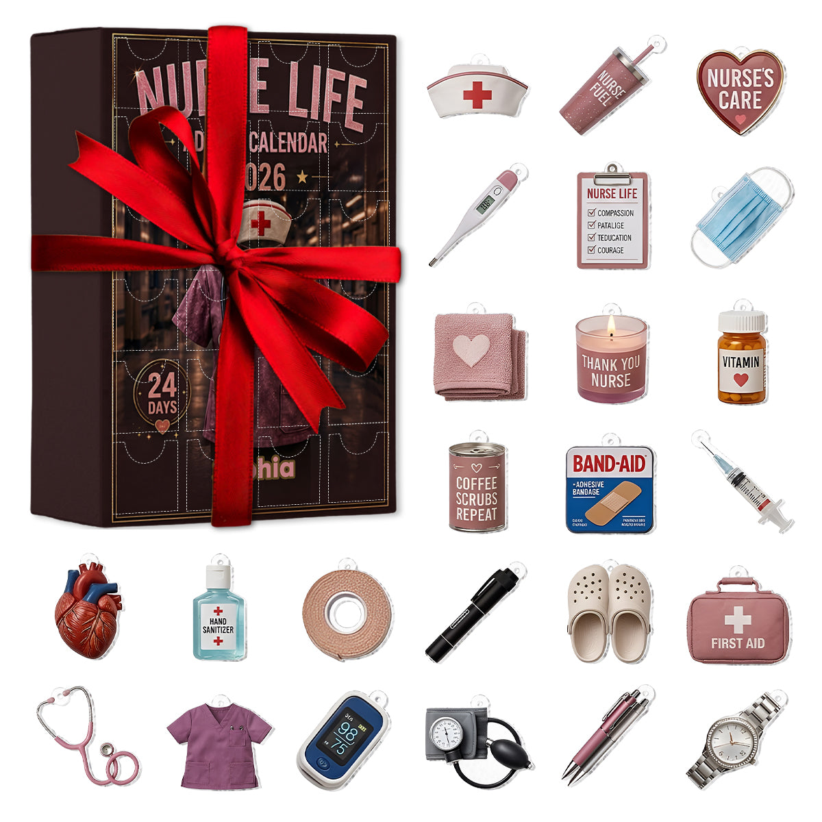 Nurse Life - Personalized Nurse Advent Calendar With Ornaments