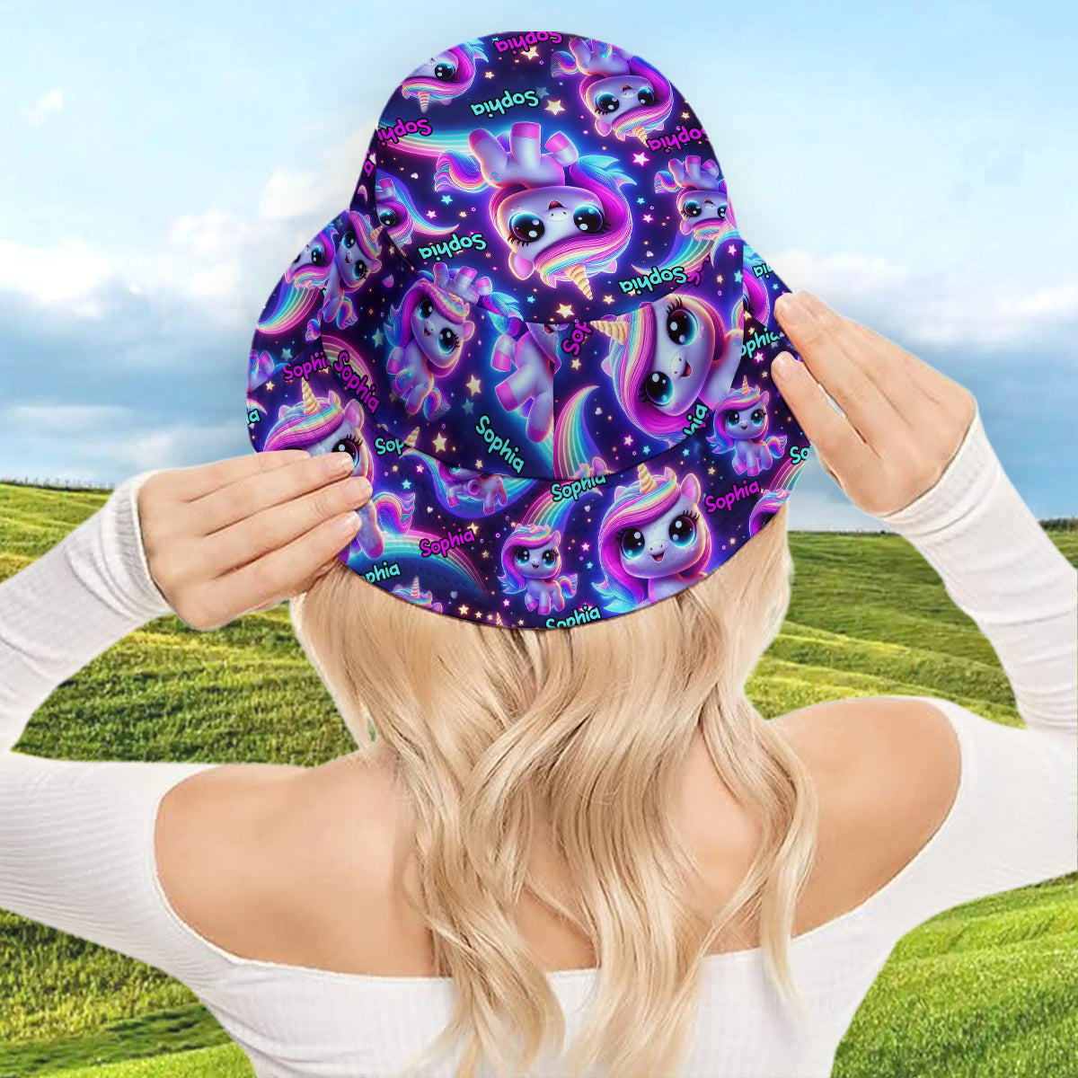 Beautiful Glowing Pattern - Personalized Kid Bucket Hat