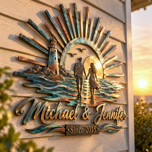 You're My Forever Lighthouse - Personalized Couple 3D Printed Cut Metal Sign