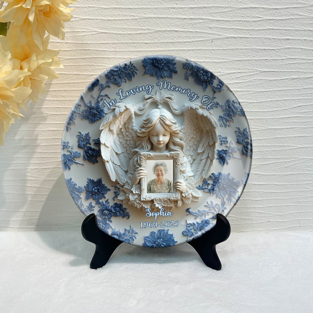Angel Wings - Personalized Memorial Ceramic Round Plate
