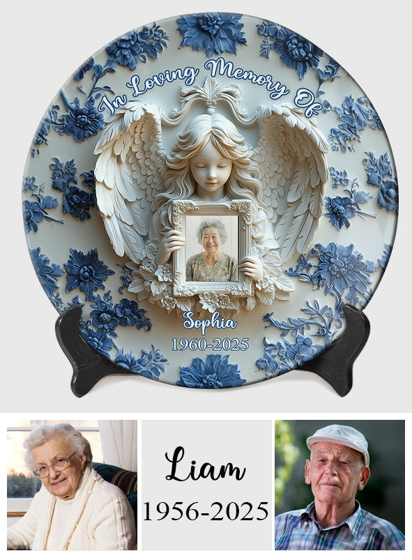Angel Wings - Personalized Memorial Ceramic Round Plate