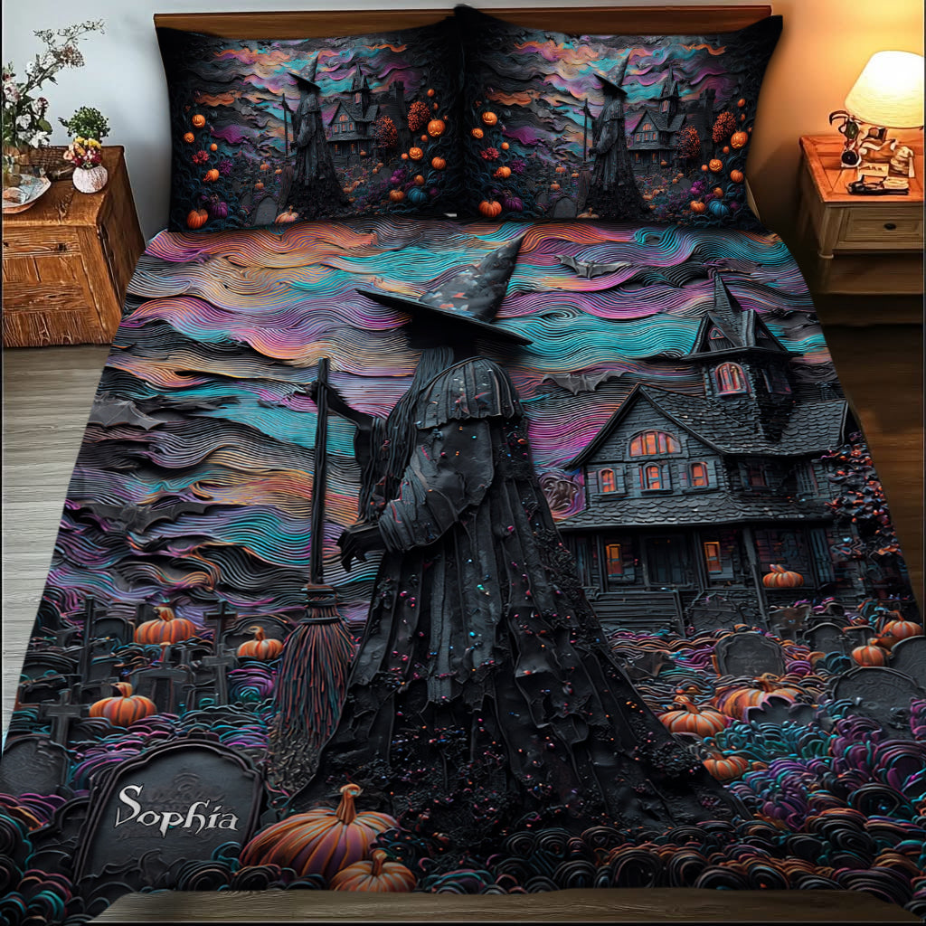 Halloween Mansion - Personalized Witch Quilt Set