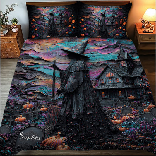 Halloween Mansion - Personalized Witch Quilt Set