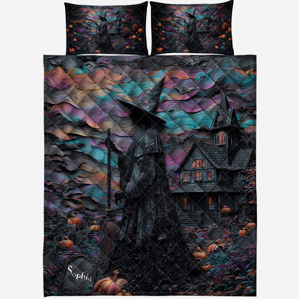 Halloween Mansion - Personalized Witch Quilt Set