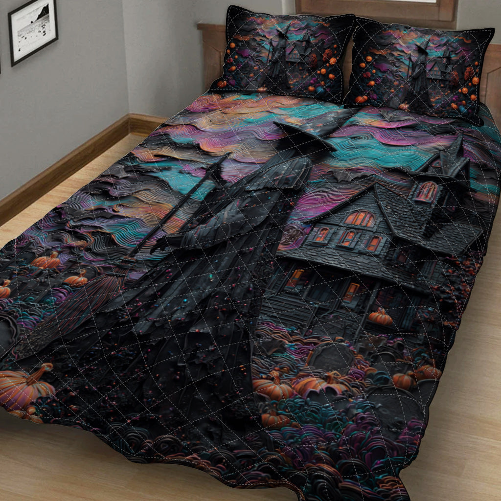 Halloween Mansion - Personalized Witch Quilt Set