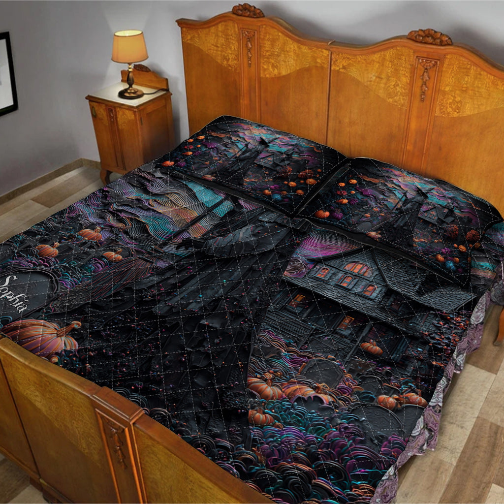 Halloween Mansion - Personalized Witch Quilt Set