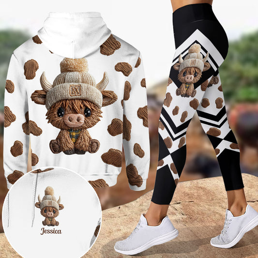 Adorable Highland Cow - Personalized Highland Cow Hoodie and Leggings