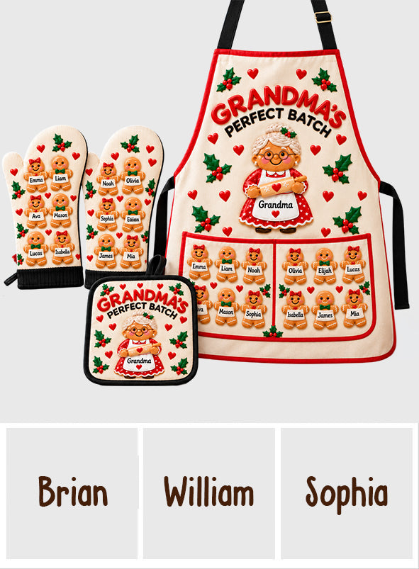 Grandma's Perfect Batch - Personalized Grandma Apron, Oven Mitts & Pot Holder