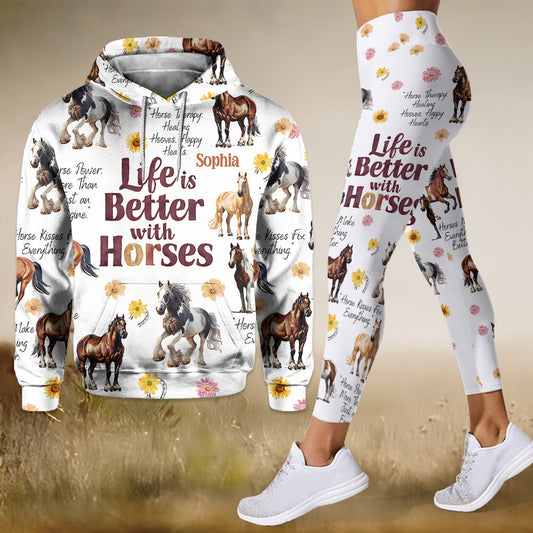 Life Is Better With Horses - Personalized Horse Hoodie and Leggings