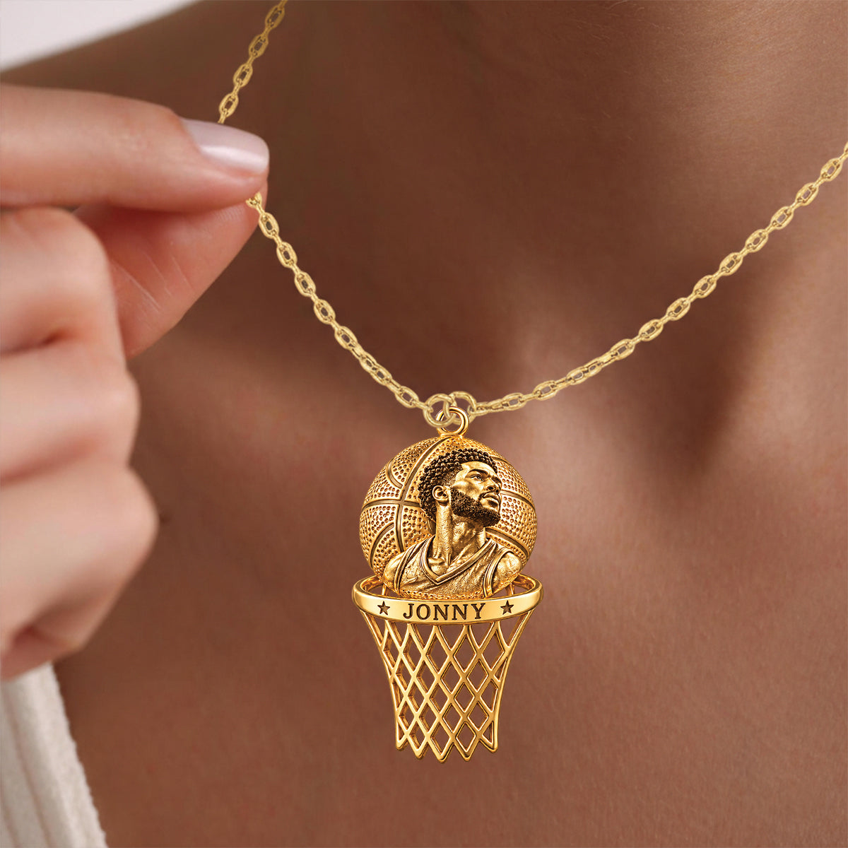 Love Basketball - Personalized Basketball Shaped Metal Pendant Necklace