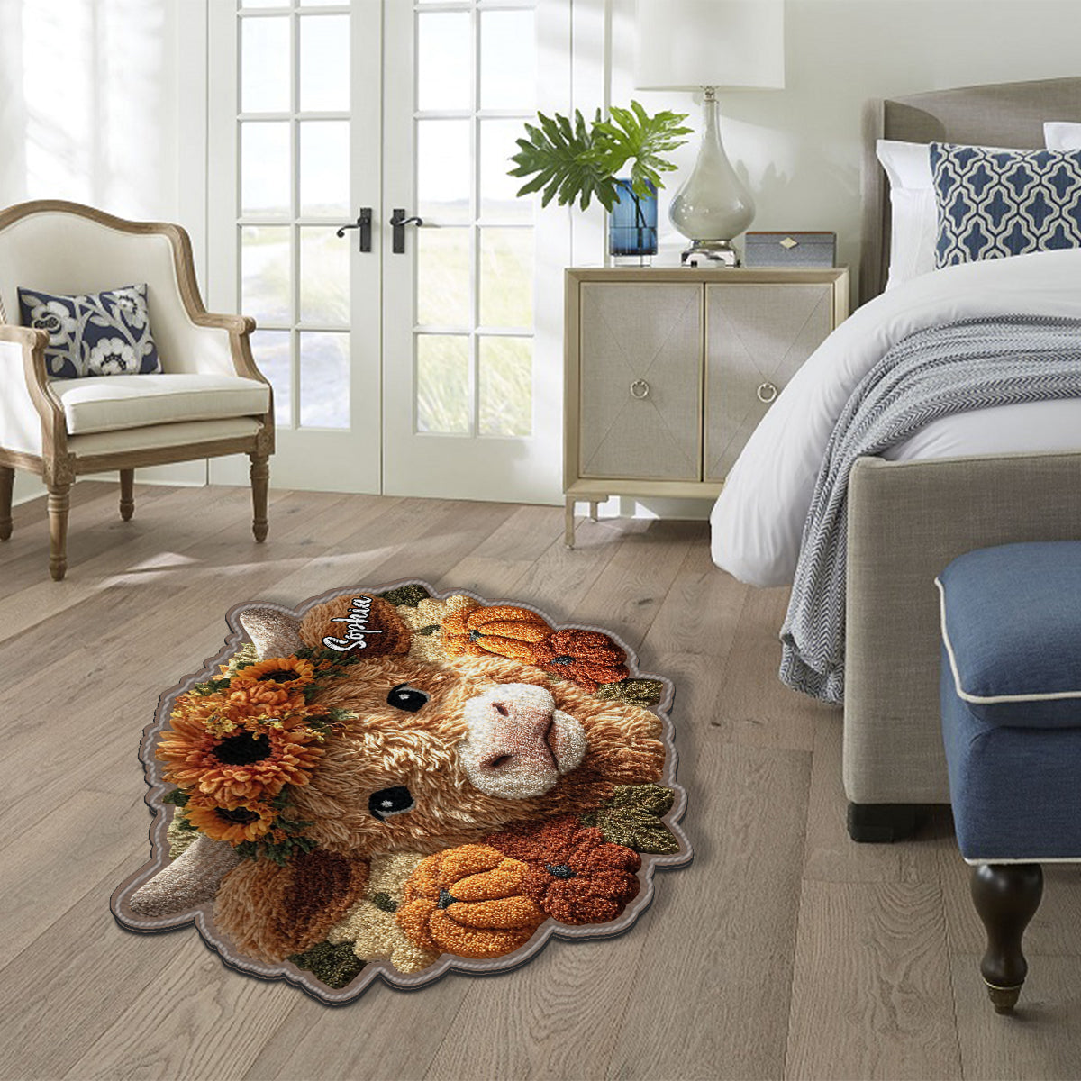 Fall Season - Personalized Highland Cow Non-Slip Tufted Rug