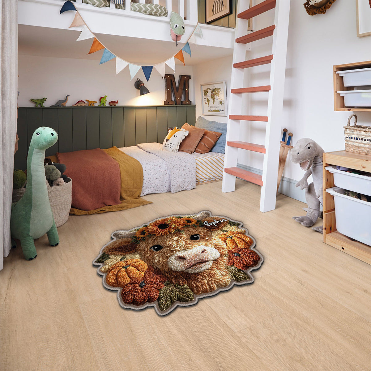 Fall Season - Personalized Highland Cow Non-Slip Tufted Rug