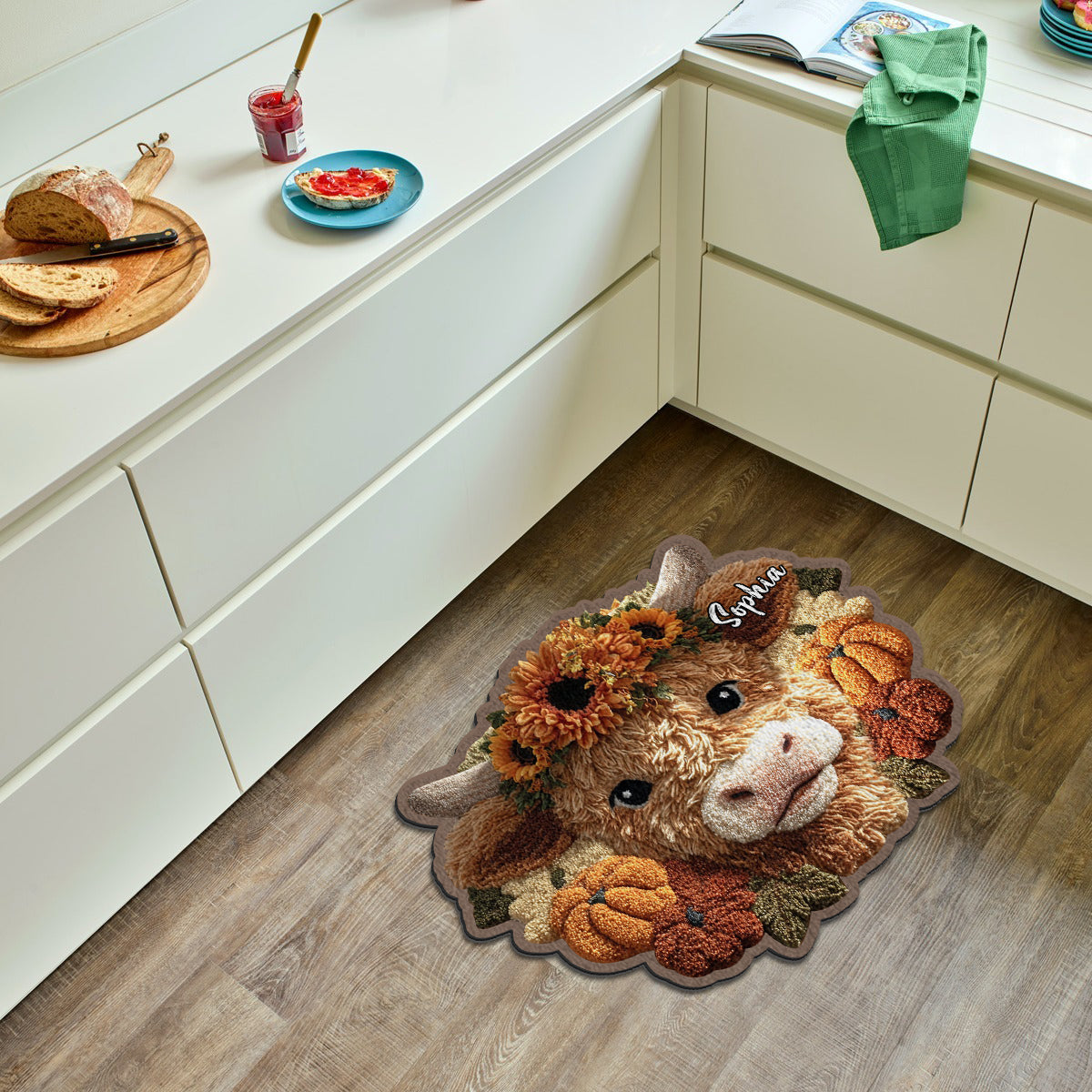 Fall Season - Personalized Highland Cow Non-Slip Tufted Rug