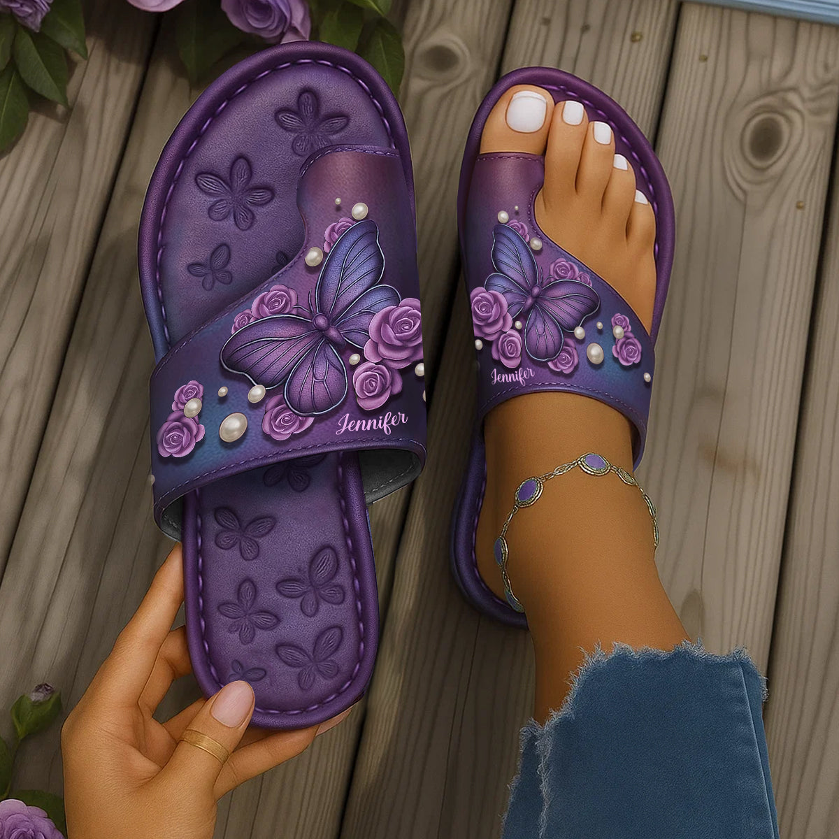 Love Butterfly - Personalized Butterfly Open Toe Sandals