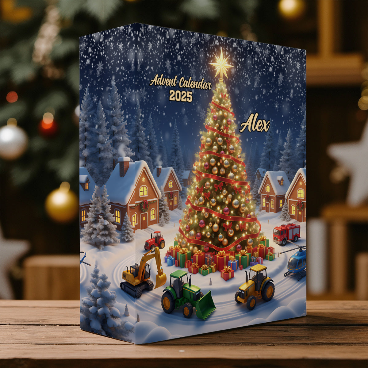 Christmas Vehicle - Personalized Kid Folded Advent Calendar With Ornaments