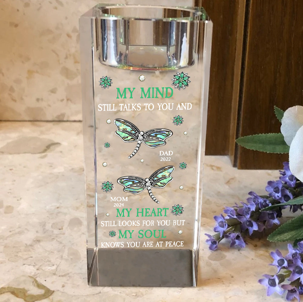 My Mind Still Talks To You - Personalized Memorial Glass Candle Holder