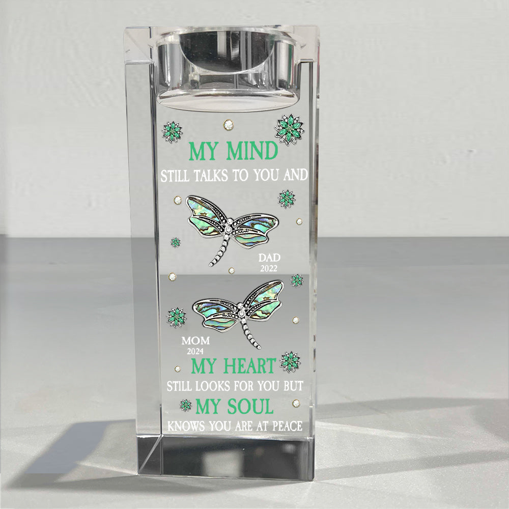 My Mind Still Talks To You - Personalized Memorial Glass Candle Holder