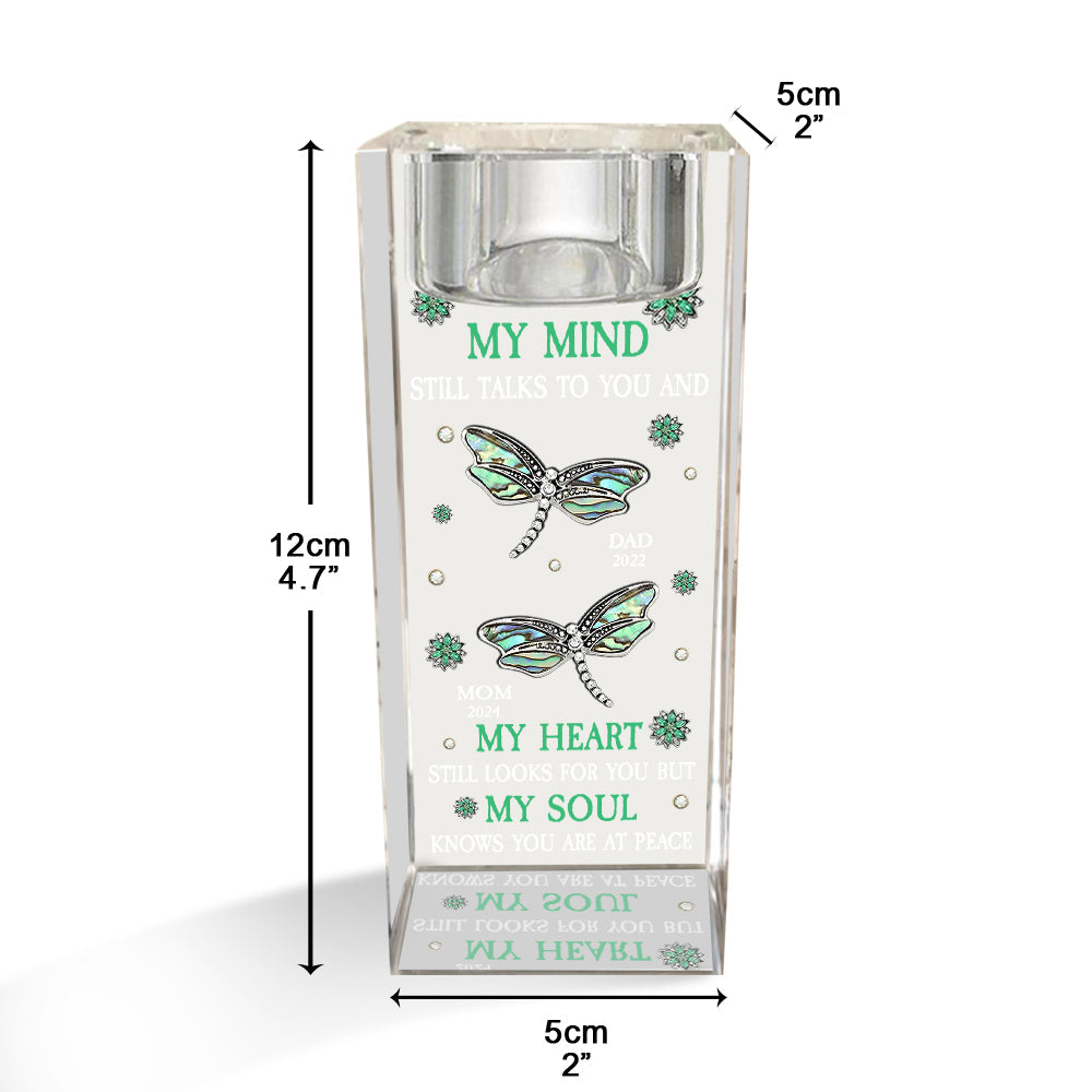 My Mind Still Talks To You - Personalized Memorial Glass Candle Holder